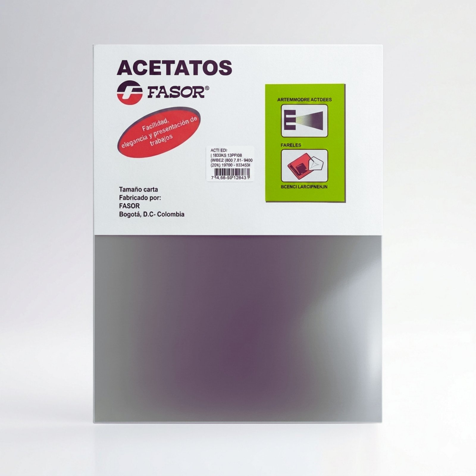 Lámina de acetato transparente tamaño carta para presentación y protección de documentos, trabajos académicos e informes corporativos.