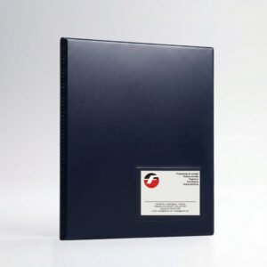 Libro catálogo personalizado con bolsillo frontal para identificación y organización profesional de documentos.